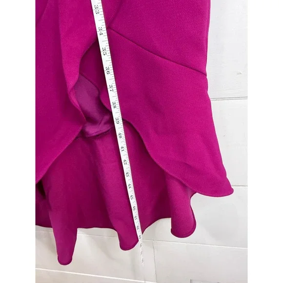XSCAPE Ruffle High Low Dress Women 6 Off Shoulder Cocktail Wedding Guest MAGENTA - Picture 9 of 10
